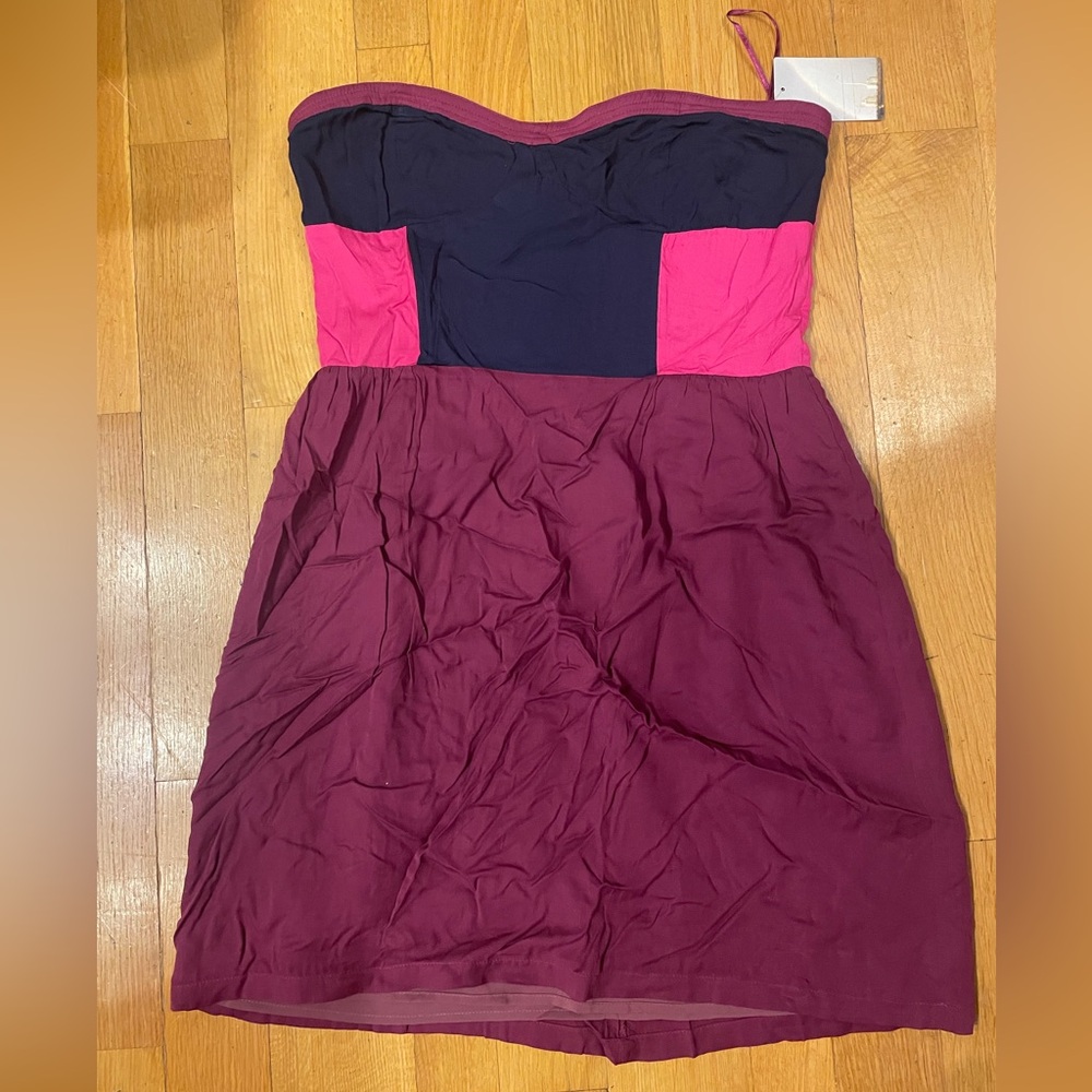 Sparkle & Fade Rosetyre Strapless Colorblock Dress